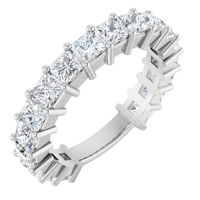 14K Gold Square Lab-Grown Diamond Shared-Prong Anniversary Band – 3x3 mm Stones - White Gold