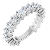 Platinum Square Lab-Grown Diamond Shared-Prong Anniversary Band – 3x3 mm Stones