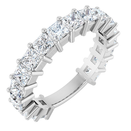 Platinum Square Lab-Grown Diamond Shared-Prong Anniversary Band – 3x3 mm Stones