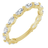 14K Gold Marquise Lab-Grown Diamond Shared-Prong Anniversary Band – 4x2 mm Stones - Yellow Gold