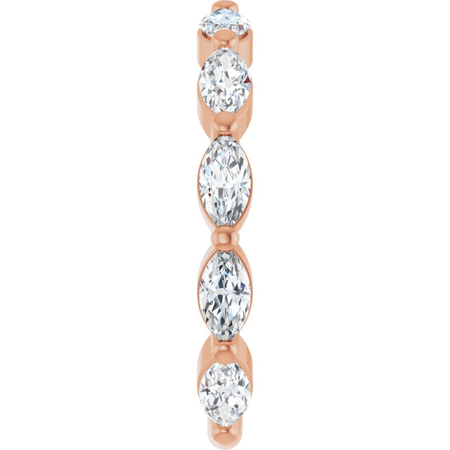 14K Gold Marquise Lab-Grown Diamond Shared-Prong Anniversary Band – 5x2.5 mm Stones - Rose Gold - view 4