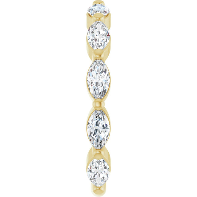 14K Gold Marquise Lab-Grown Diamond Shared-Prong Anniversary Band – 5x2.5 mm Stones - Yellow Gold - view 4
