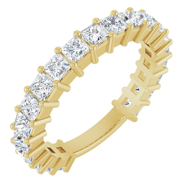 14K Gold Square Lab-Grown Diamond Shared-Prong Anniversary Band – 2.5x2.5 mm Stones - Yellow Gold