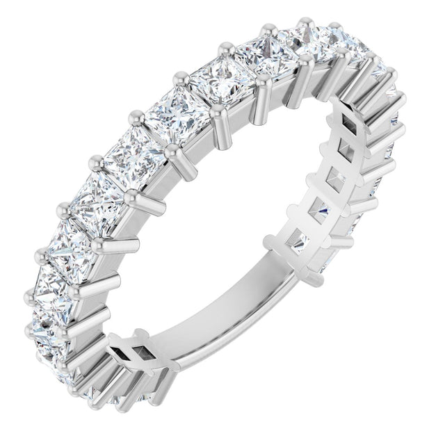 Platinum Square Lab-Grown Diamond Shared-Prong Anniversary Band – 2.5x2.5 mm Stones