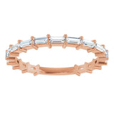 14K Gold Straight Baguette Lab-Grown Diamond Shared-Prong Anniversary Band – 3x1.3 mm Stones - Rose Gold - view 3