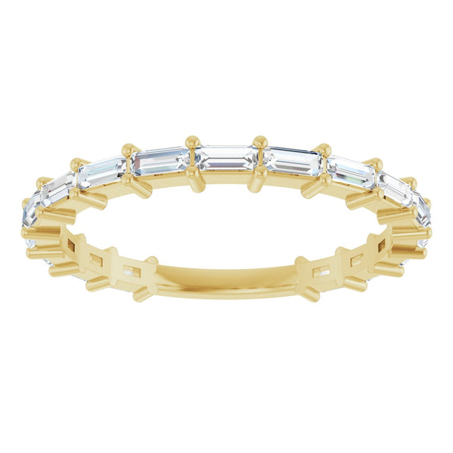 14K Gold Straight Baguette Lab-Grown Diamond Shared-Prong Anniversary Band – 3x1.3 mm Stones - Yellow Gold - view 3