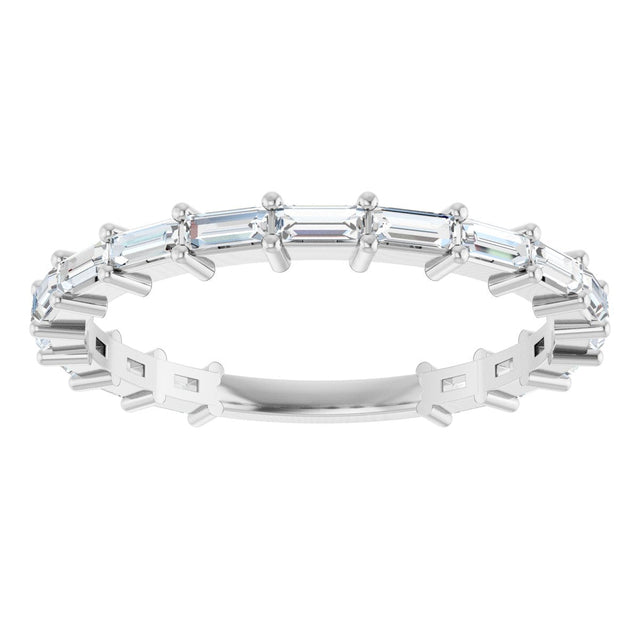 Platinum Straight Baguette Lab-Grown Diamond Shared-Prong Anniversary Band – 3x1.3 mm Stones - view 3