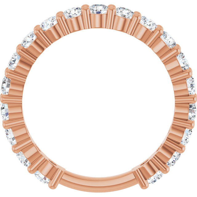 14K Gold Round Lab-Grown Diamond Shared-Prong Anniversary Band – 2.8 mm Stones (1 1/3 CTW) - Rose Gold - view 2