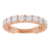 14K Gold Round Lab-Grown Diamond Shared-Prong Anniversary Band – 3.2 mm Stones (1 9/10 CTW) - Rose Gold - view 3