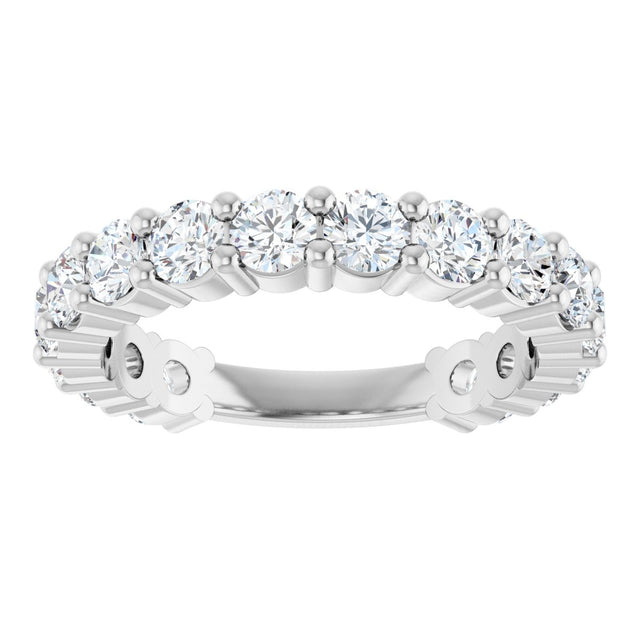 14K Gold Round Lab-Grown Diamond Shared-Prong Anniversary Band – 3.2 mm Stones (1 9/10 CTW) - White Gold - view 3
