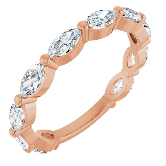 14K Gold Marquise Lab-Grown Diamond Shared-Prong Anniversary Band – 5x2.5 mm Stones - Rose Gold