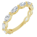 14K Gold Marquise Lab-Grown Diamond Shared-Prong Anniversary Band – 5x2.5 mm Stones - Yellow Gold