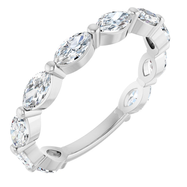 Platinum Marquise Lab-Grown Diamond Shared-Prong Anniversary Band – 5x2.5 mm Stones