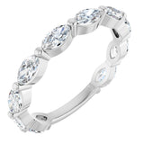 14K Gold Marquise Lab-Grown Diamond Shared-Prong Anniversary Band – 5x2.5 mm Stones - White Gold