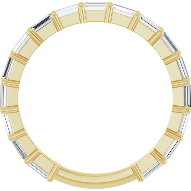 14K Gold Straight Baguette Natural Diamond Shared-Prong Anniversary Band – 5/8–1 1/2 CTW - Yellow Gold - view 2