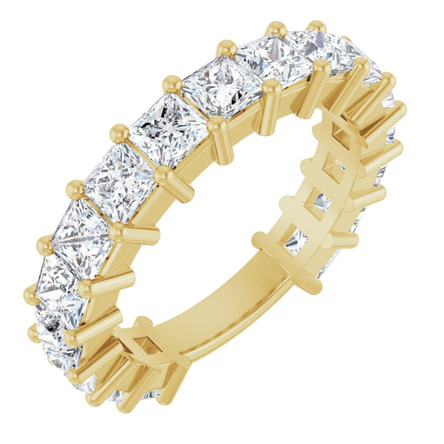 14K Gold Square Lab-Grown Diamond Shared-Prong Anniversary Band – 3.3x3.3 mm Stones - Yellow Gold