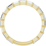 14K Gold Straight Baguette Lab-Grown Diamond Shared-Prong Anniversary Band – 3x1.3 mm Stones - Yellow Gold - view 2