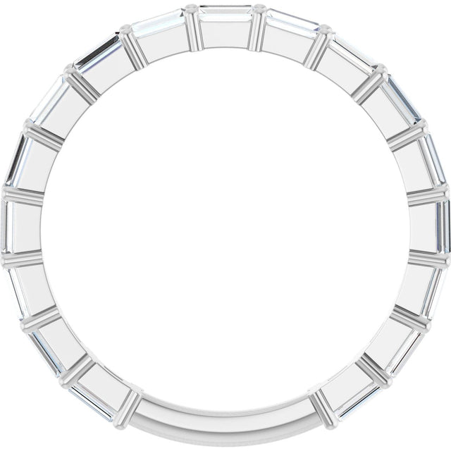 Platinum Straight Baguette Lab-Grown Diamond Shared-Prong Anniversary Band – 3x1.3 mm Stones - view 2