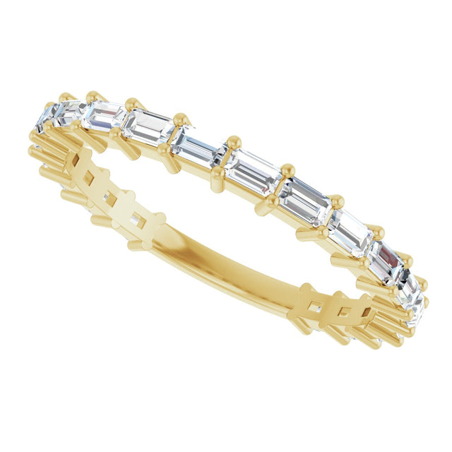 14K Gold Straight Baguette Lab-Grown Diamond Shared-Prong Anniversary Band – 2.5x1.5 mm Stones - Yellow Gold - view 5