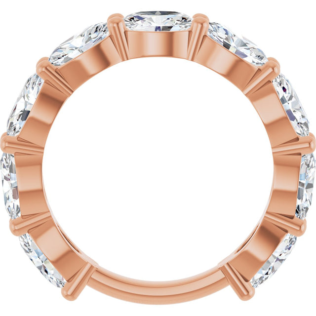 14K Gold Oval Lab-Grown Diamond Shared-Prong Anniversary Band – 6x4 mm Stones (3 1/3 CTW) - Rose Gold - view 2