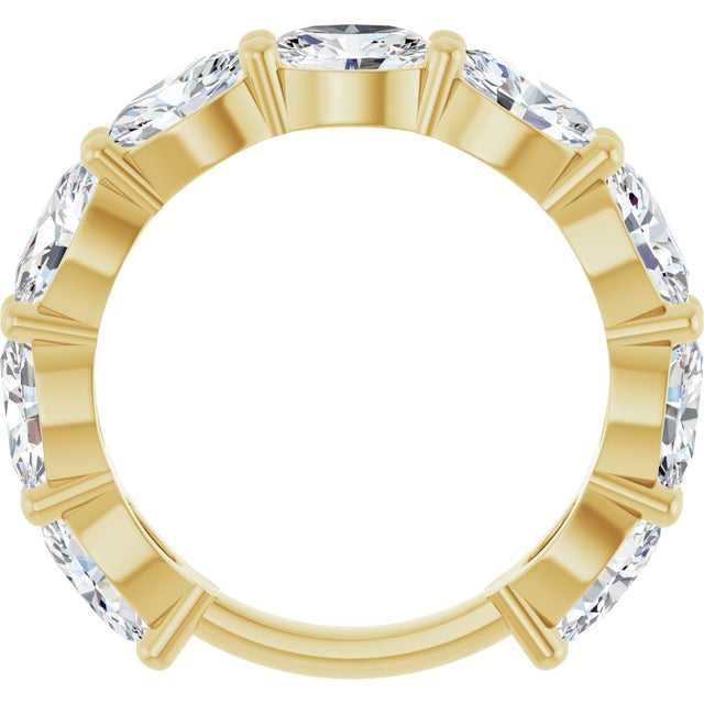 14K Gold Oval Lab-Grown Diamond Shared-Prong Anniversary Band – 6x4 mm Stones (3 1/3 CTW) - Yellow Gold - view 2