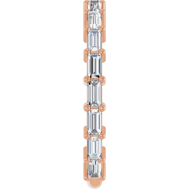 14K Gold Straight Baguette Lab-Grown Diamond Shared-Prong Anniversary Band – 3x1.5 mm Stones - Rose Gold - view 4