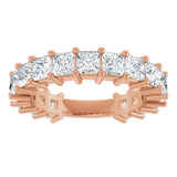 14K Gold Square Lab-Grown Diamond Shared-Prong Anniversary Band – 3.3x3.3 mm Stones - Rose Gold - view 3