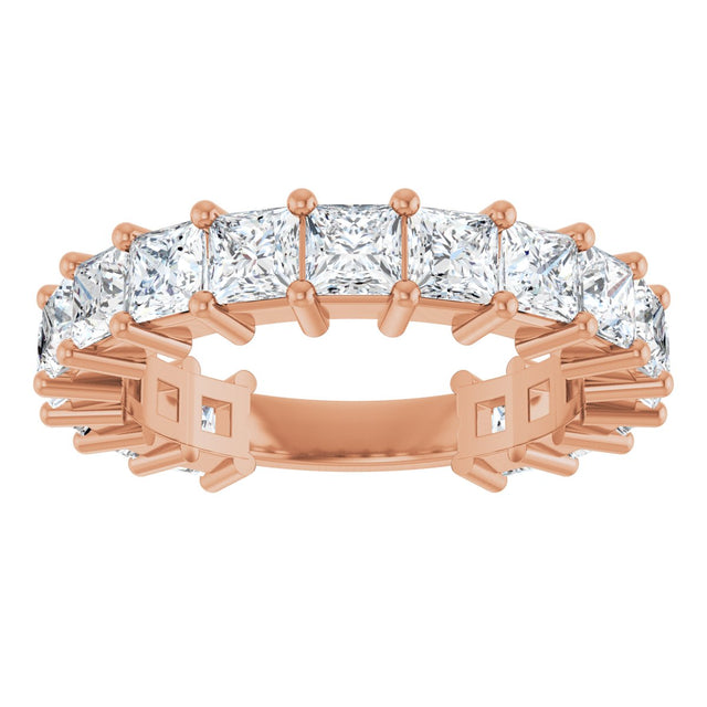 14K Gold Square Lab-Grown Diamond Shared-Prong Anniversary Band – 3.3x3.3 mm Stones - Rose Gold - view 3