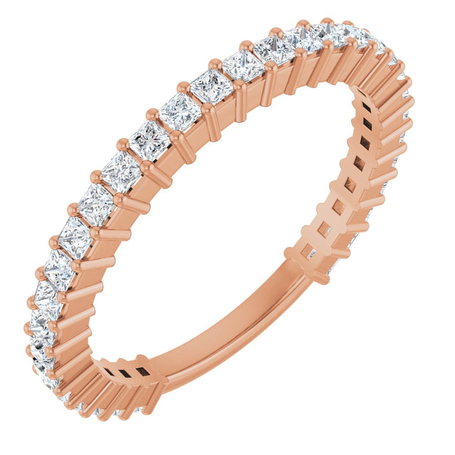 14K Gold Square Lab-Grown Diamond Shared-Prong Anniversary Band – 1.5x1.5 mm Stones - Rose Gold