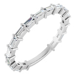 14K Gold Straight Baguette Lab-Grown Diamond Shared-Prong Anniversary Band – 3x1.3 mm Stones - White Gold