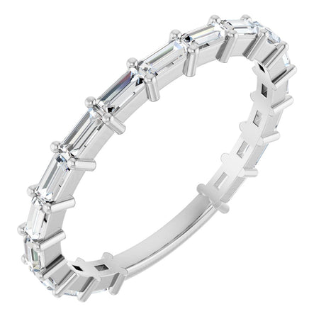 Platinum Straight Baguette Lab-Grown Diamond Shared-Prong Anniversary Band – 3x1.3 mm Stones
