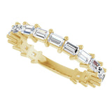14K Gold Straight Baguette Lab-Grown Diamond Shared-Prong Anniversary Band – 3x2 mm Stones - Yellow Gold - view 5