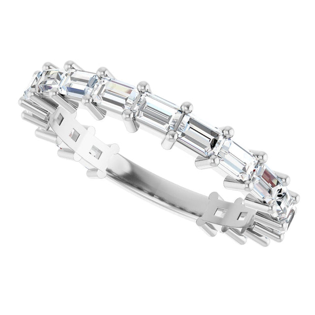 14K Gold Straight Baguette Lab-Grown Diamond Shared-Prong Anniversary Band – 3x2 mm Stones - White Gold - view 5