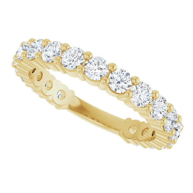 14K Gold Round Lab-Grown Diamond Shared-Prong Anniversary Band – 2.8 mm Stones (1 1/3 CTW) - Yellow Gold - view 5