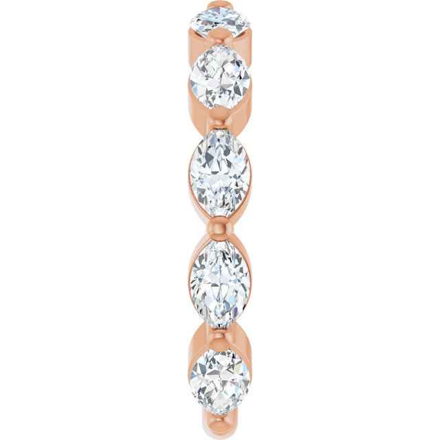 14K Gold Marquise Lab-Grown Diamond Shared-Prong Anniversary Band – 5x3 mm Stones - Rose Gold - view 4