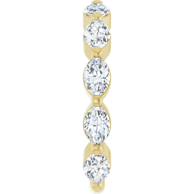 14K Gold Marquise Lab-Grown Diamond Shared-Prong Anniversary Band – 5x3 mm Stones - Yellow Gold - view 4