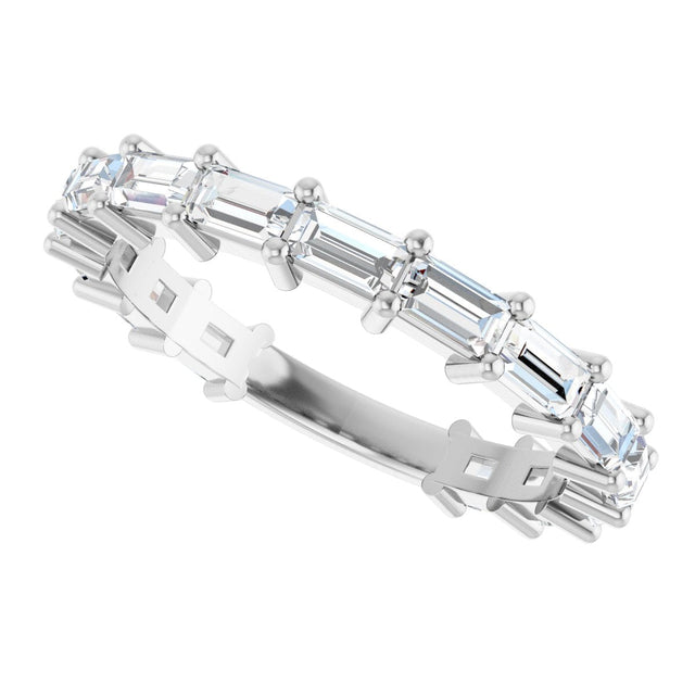 Platinum Straight Baguette Lab-Grown Diamond Shared-Prong Anniversary Band – 3.5x2 mm Stones - view 5