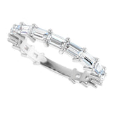 14K Gold Straight Baguette Natural Diamond Shared-Prong Anniversary Band – 5/8–1 1/2 CTW - White Gold - view 5