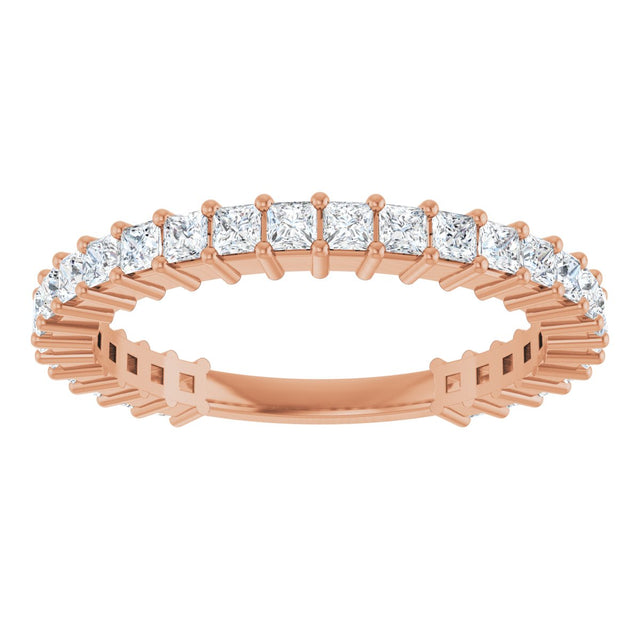 14K Gold Square Natural Diamond Shared-Prong Anniversary Band – 3/4–1 9/10 CTW - Rose Gold - view 3