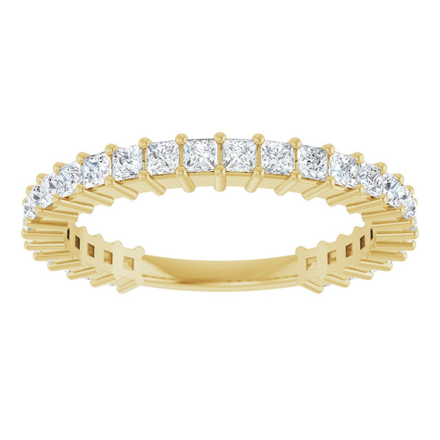 14K Gold Square Lab-Grown Diamond Shared-Prong Anniversary Band – 1.75x1.75 mm Stones - Yellow Gold - view 3