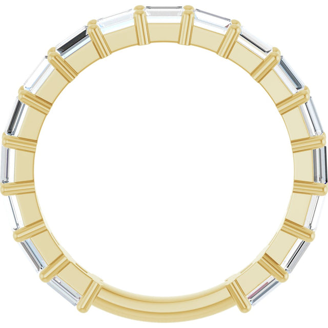 14K Gold Straight Baguette Lab-Grown Diamond Shared-Prong Anniversary Band – 3x2 mm Stones - Yellow Gold - view 2