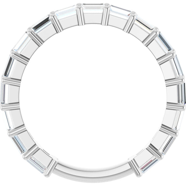 Platinum Straight Baguette Lab-Grown Diamond Shared-Prong Anniversary Band – 3x2 mm Stones - view 2