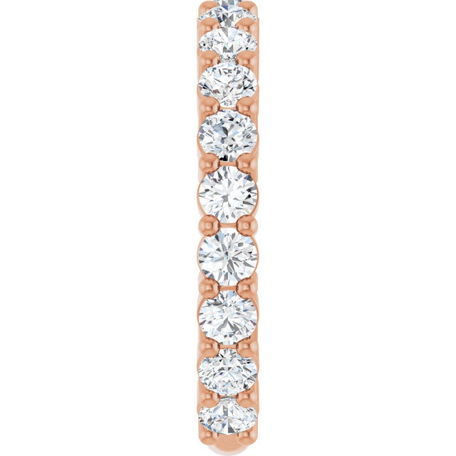 14K Gold Round Lab-Grown Diamond Shared-Prong Anniversary Band – 2.8 mm Stones (1 1/3 CTW) - Rose Gold - view 4