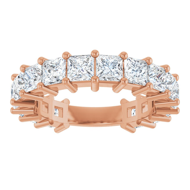 14K Gold Square Lab-Grown Diamond Shared-Prong Anniversary Band – 3.5x3.5 mm Stones - Rose Gold - view 3