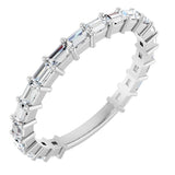 14K Gold Straight Baguette Lab-Grown Diamond Shared-Prong Anniversary Band – 2.5x1.5 mm Stones - White Gold