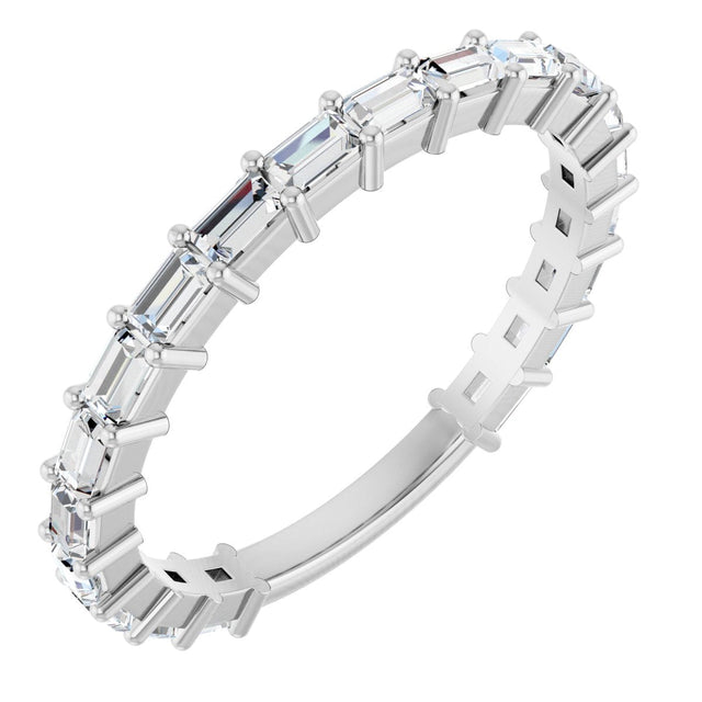 Platinum Straight Baguette Natural Diamond Shared-Prong Anniversary Band – 5/8–1 1/2 CTW