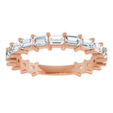 14K Gold Straight Baguette Lab-Grown Diamond Shared-Prong Anniversary Band – 3x2 mm Stones - Rose Gold - view 3