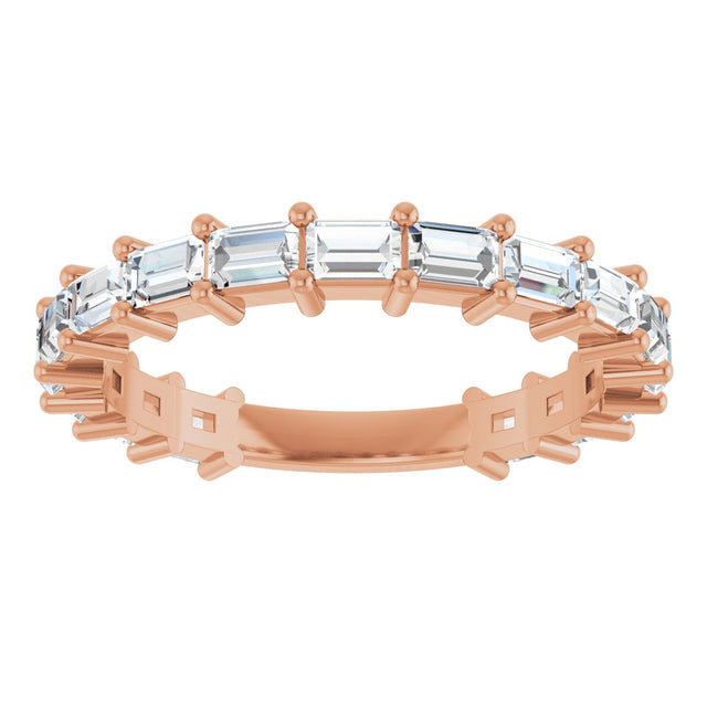 14K Gold Straight Baguette Lab-Grown Diamond Shared-Prong Anniversary Band – 3x2 mm Stones - Rose Gold - view 3