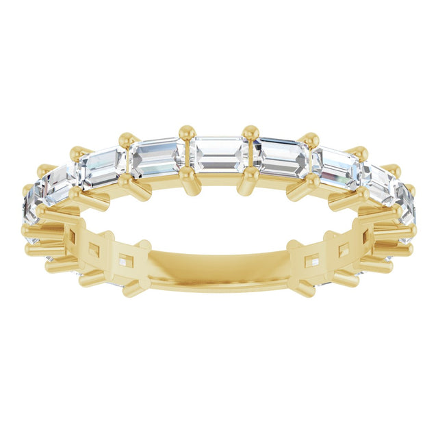 14K Gold Straight Baguette Lab-Grown Diamond Shared-Prong Anniversary Band – 3x2 mm Stones - Yellow Gold - view 3