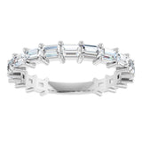 Platinum Straight Baguette Lab-Grown Diamond Shared-Prong Anniversary Band – 3x2 mm Stones - view 3